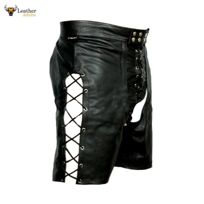Men's Chaps Style Shorts 100% Genuine Leather Clubwear Shorts