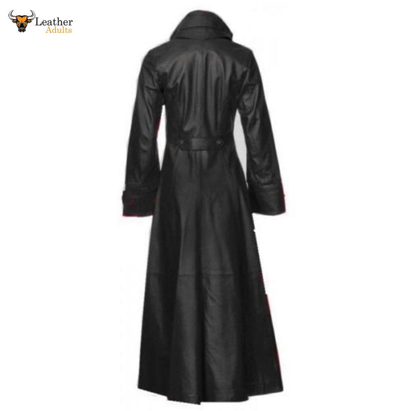 Womens Beautiful and Sexy Lambs Leather Ladies Steampunk Goth Trench Coat
