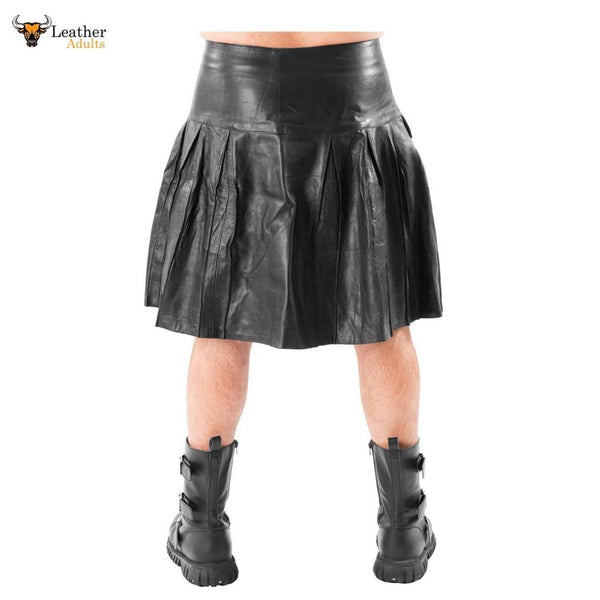 Men's Leather Kilt Pleated with Twin Buckles Most Sizes