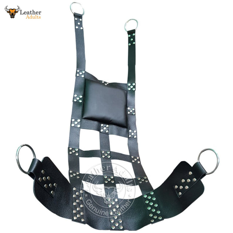 Super Premium Black Leather Web Sex Swing Sling for Adult Play