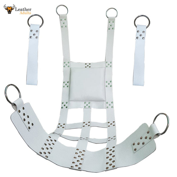 Super Premium Genuine White Leather Web Sex Swing Sling for Adult Play BDSM