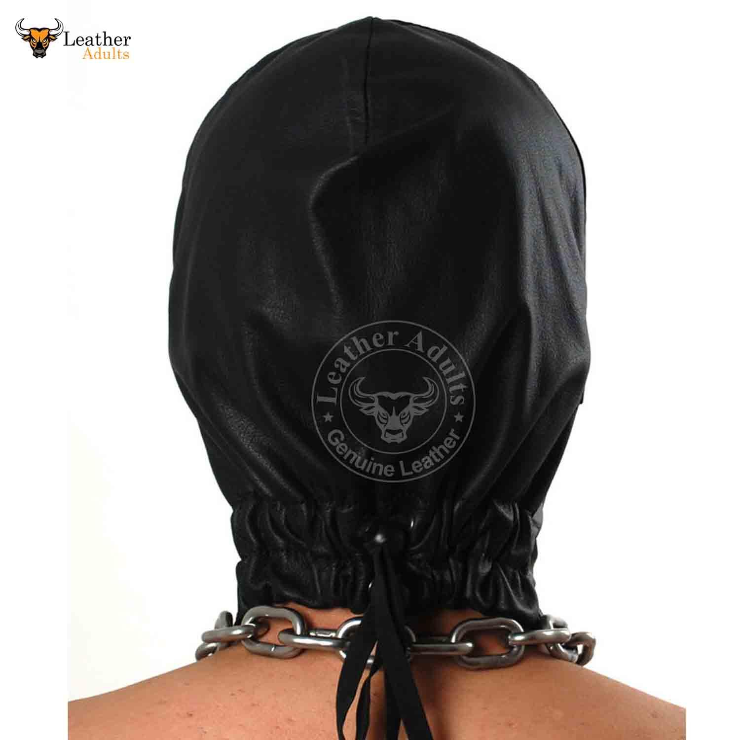 Real LEATHER BONDAGE Lockable Hood Hand Constructed Gimp mask Leather ...