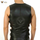 Mens Real Leather Vest Biker BLUF Vest Leather vest Fetish Corset Gay waistcoat