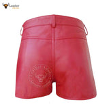 Womens 100% GENUINE LEATHER SEXY Red SHORTS With Two Pockets
