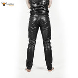 Men's Genuine Leather Seamless Skinny Pants Five pockets Jeans Style Premium Kink