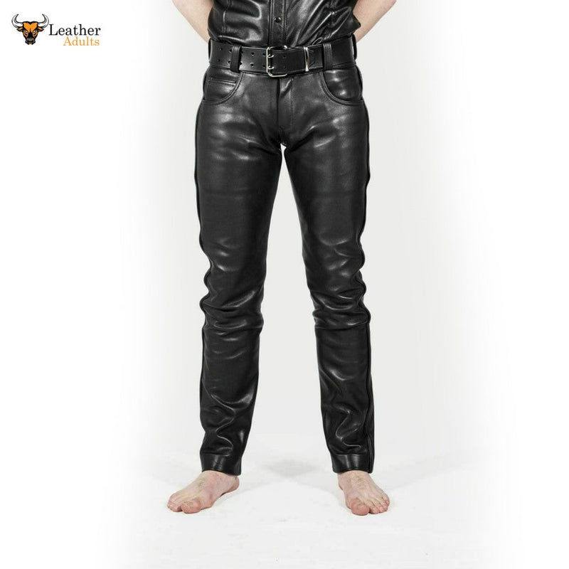 Men's Genuine Leather Seamless Skinny Pants Five pockets Jeans Style Premium Kink