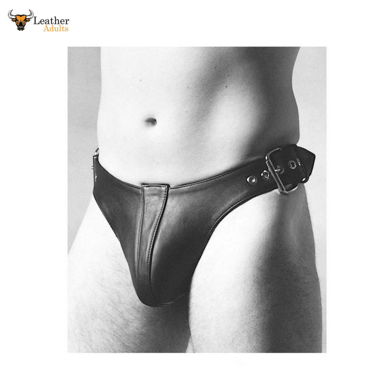 New Genuine Leather THONG adjustable buckle Mens Fetish roleplay gay Underwear
