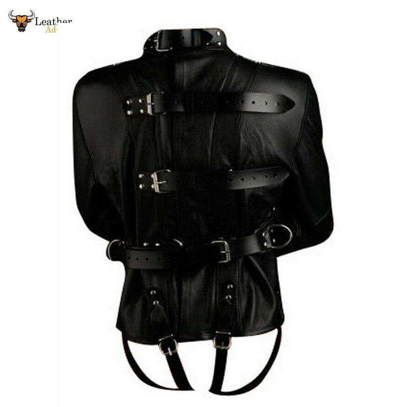Mens Black Genuine Leather Heavy Duty Straitjacket Leather Straitjacke ...