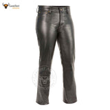 Ladies Genuine Soft Cowhide Leather Black Classic 5 Pocket Leather Pants