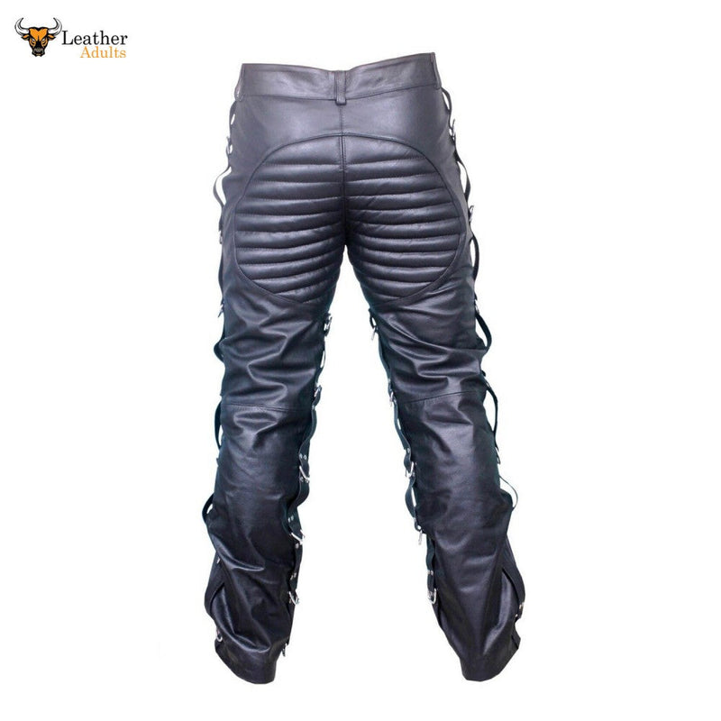 REAL LEATHER MENS BLACK JEANS Goth Bondage Clubwear Most sizes available