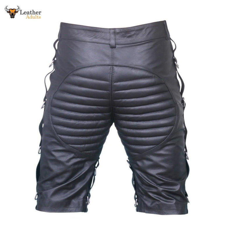 Mens Real Leather Black Shorts Clubwear or Bondage Genuine Cow Leather Shorts